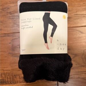 A New Day Black Leggings with Faux Fur Lining